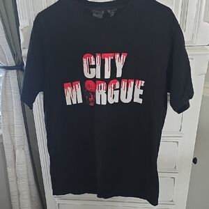 VLONE Black and Red City Morgue Tee
